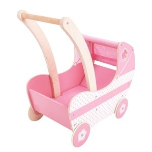 Bigjigs Toys Dřevěný kočárek pro panenky