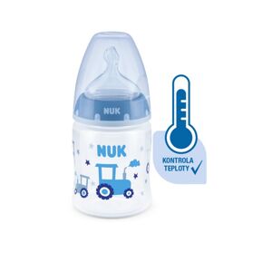 NUK FC Plus láhev s kontrolou teploty 150ml 1ks modrá s traktůrkem