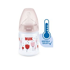 NUK FC Plus láhev s kontrolou teploty 150ml 1ks červená s květinami