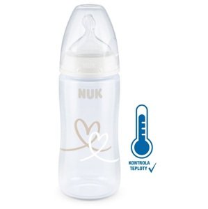 NUK FC+ láhev s kontrolou teploty 300 ml BOX - Flow Control savička 1 ks bílá