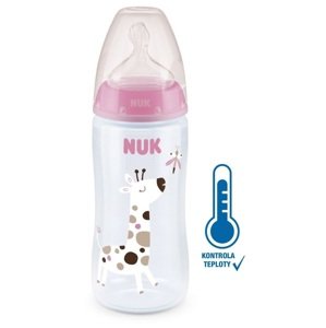 NUK FC+ láhev s kontrolou teploty 300 ml BOX - Flow Control savička 1 ks růžová