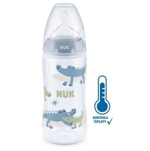 NUK FC+ láhev s kontrolou teploty 300 ml BOX - Flow Control savička 1 ks modrá
