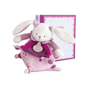 Doudou Dárková sada - Hudební hračka růžový králíček 17 cm