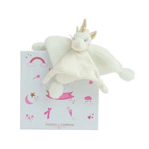 Doudou Dárková sada - plyšový muchláček jednorožec  22 cm