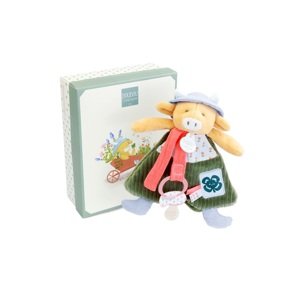 Doudou Dárková sada Plyšová kravička Aneth s úchytem na dudlík 19 cm