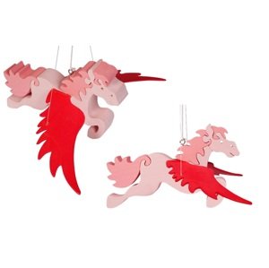 Fauna Dřevěný létající kůň na zavěšení růžový