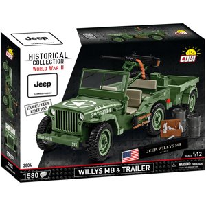 Americký ozbrojený terénní automobil Jeep Willys MB s přívěsem M-100 COBI 2804 - World War II 1:12