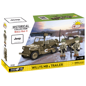 Americký ozbrojený terénní automobil Jeep Willys MB & Trailer COBI 3132 - World War II 1:35